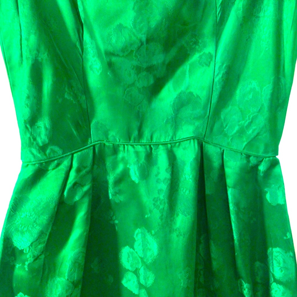 Vintage Kelly Green Silk Jacquard Dress☘️ - Picture 8 of 12